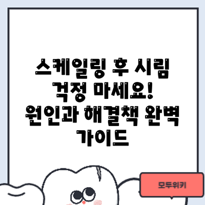 스케일링 후 시림? 걱정 마세요! 원인과 해결책 완벽 가이드