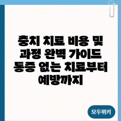 충치 치료 비용 및 과정 완벽 가이드: 통증 없는 치료부터 예방까지
