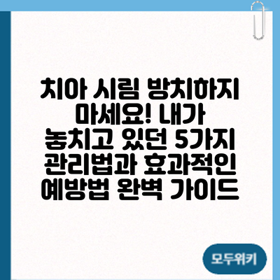 치아 시림 방치하지 마세요! 내가 놓치고 있던 5가지 관리법과 효과적인 예방법 완벽 가이드