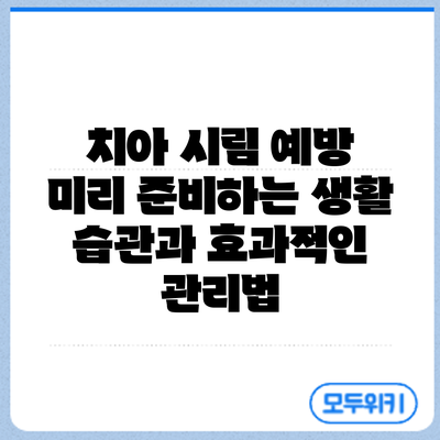 치아 시림 예방: 미리 준비하는 생활 습관과 효과적인 관리법