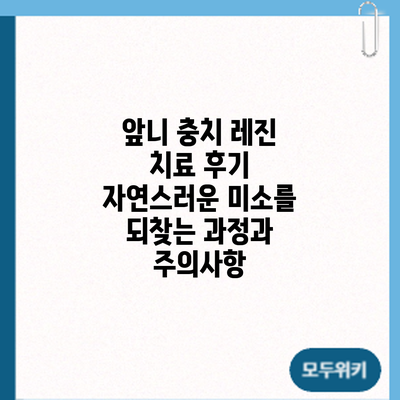앞니 충치 레진 치료 후기: 자연스러운 미소를 되찾는 과정과 주의사항