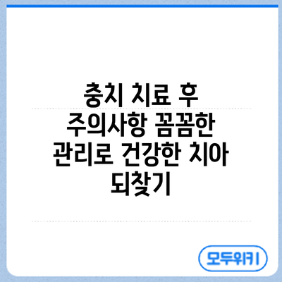 충치 치료 후 주의사항: 꼼꼼한 관리로 건강한 치아 되찾기