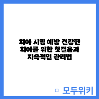 치아 시림 예방: 건강한 치아를 위한 첫걸음과 지속적인 관리법