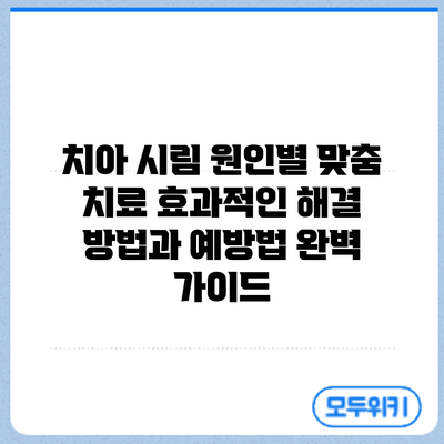 치아 시림 원인별 맞춤 치료: 효과적인 해결 방법과 예방법 완벽 가이드
