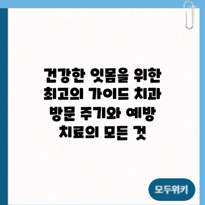 건강한 잇몸을 위한 최고의 가이드: 치과 방문 주기와 예방 치료의 모든 것