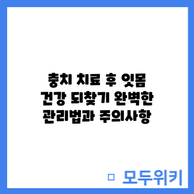 충치 치료 후 잇몸 건강 되찾기: 완벽한 관리법과 주의사항