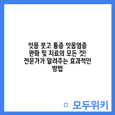 잇몸 붓고 통증? 잇몸염증 완화 및 치료의 모든 것! 전문가가 알려주는 효과적인 방법