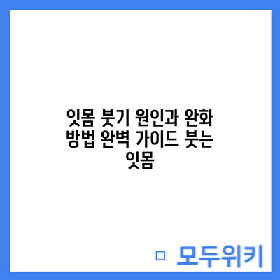 잇몸 붓기 원인과 완화 방법 완벽 가이드: 붓는 잇몸
