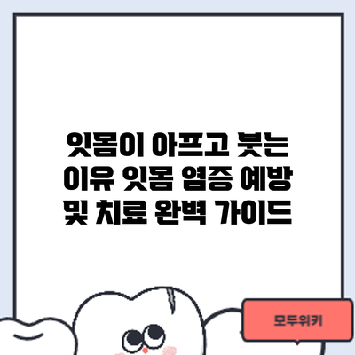 잇몸이 아프고 붓는 이유: 잇몸 염증 예방 및 치료 완벽 가이드
