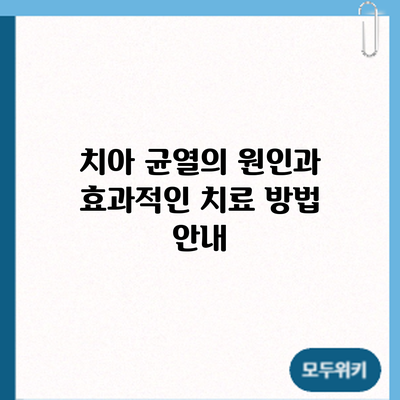 치아 균열의 원인과 효과적인 치료 방법 안내
