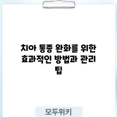 치아 통증 완화를 위한 효과적인 방법과 관리 팁