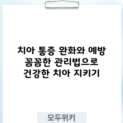 치아 통증 완화와 예방: 꼼꼼한 관리법으로 건강한 치아 지키기