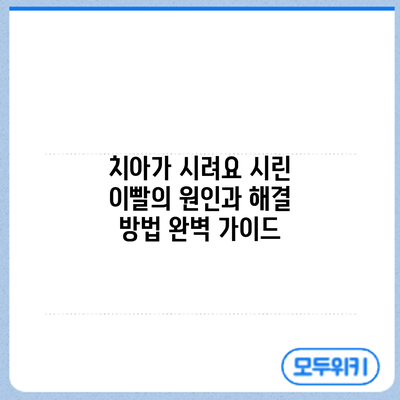치아가 시려요? 시린 이빨의 원인과 해결 방법 완벽 가이드