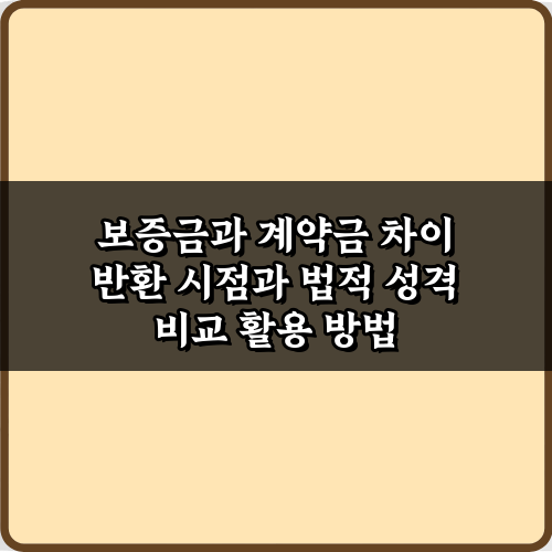 보증금과 계약금 차이 반환 시점과 법적 성격 비교: 3분 완전 정복