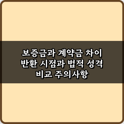 보증금과 계약금 차이 반환 시점과 법적 성격 비교: 3분 완전 정복