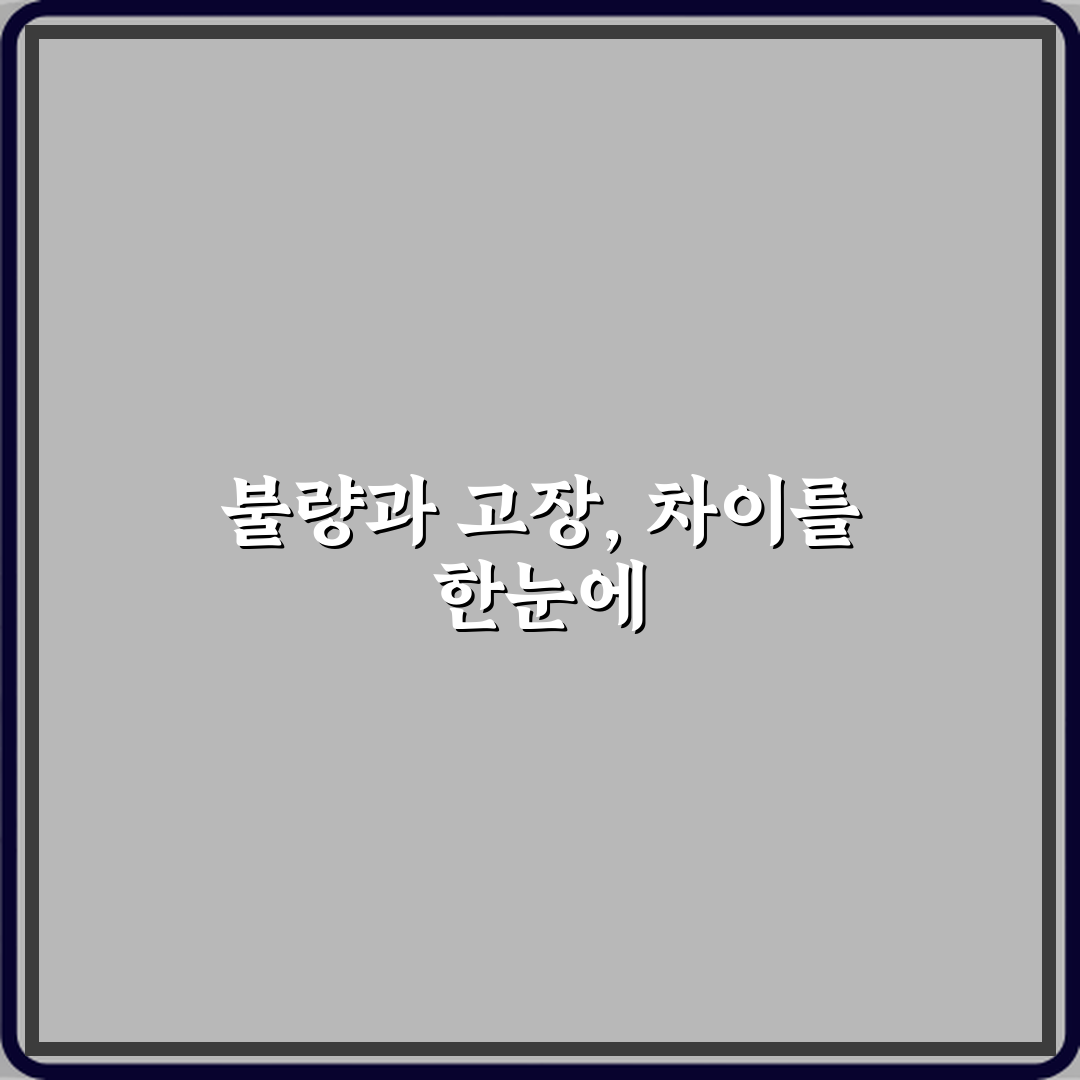 불량과 고장 차이 기준 정리 심층분석 7가지 핵심 포인트