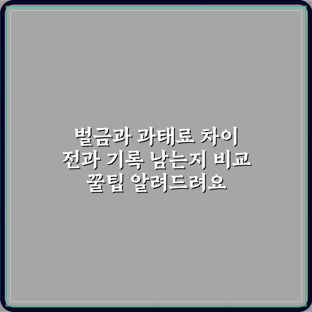 벌금과 과태료 차이 전과 기록 남는지 비교 꿀팁 알려드려요